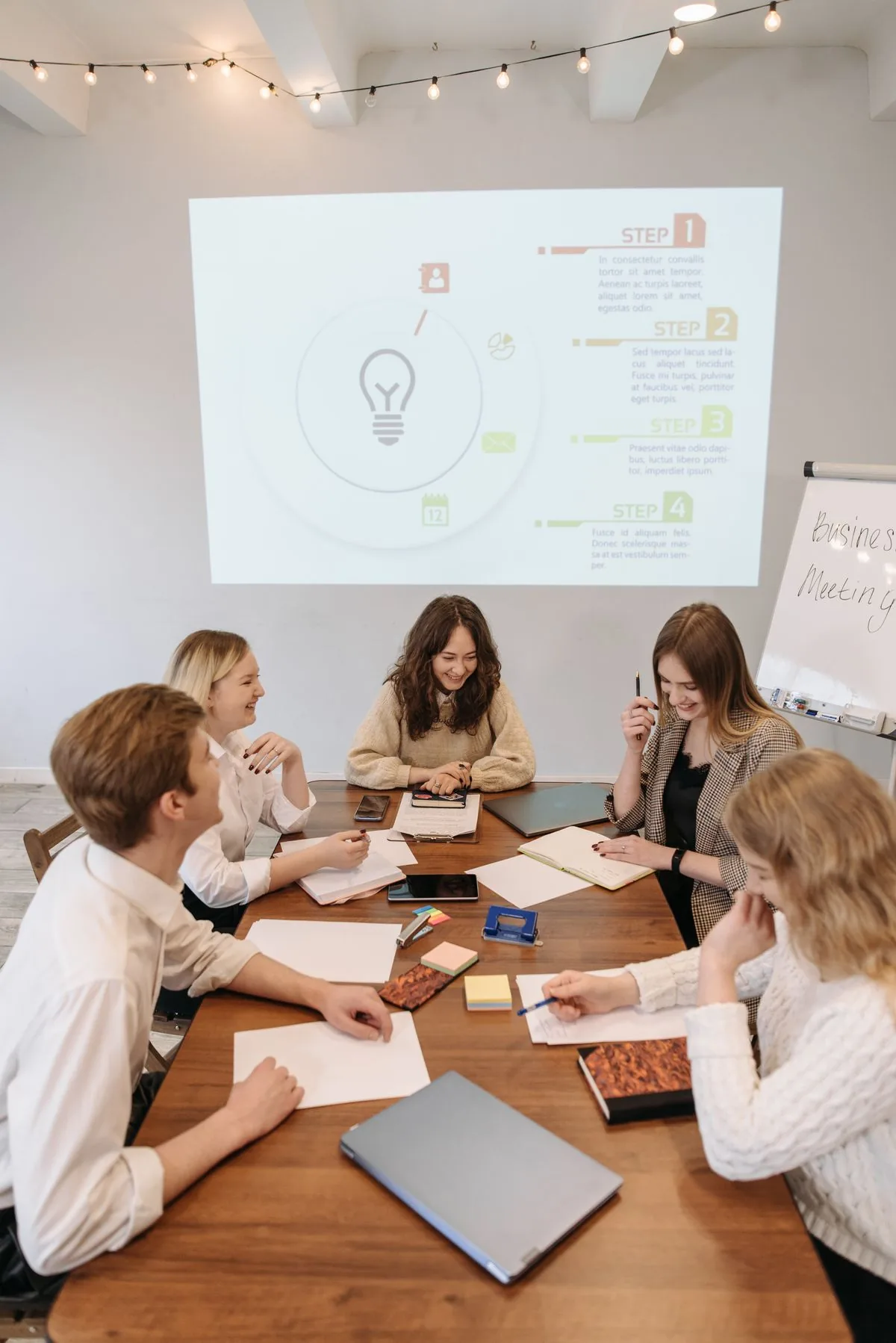 Professionals collaborating during a planning meeting